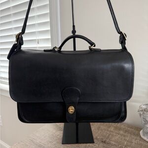 Vintage COACH Black Leather Metropolitan Briefcase Messenger Laptop Bag